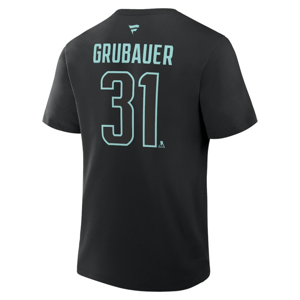 Philipp Grubauer Seattle Kraken Fanatics Authentic Stack Name & Number T-Shirt - Black - NHL