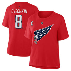 Alexander Ovechkin Washington Capitals Fanatics Women's Authentic Stack Name & Number T-Shirt - Red - NHL