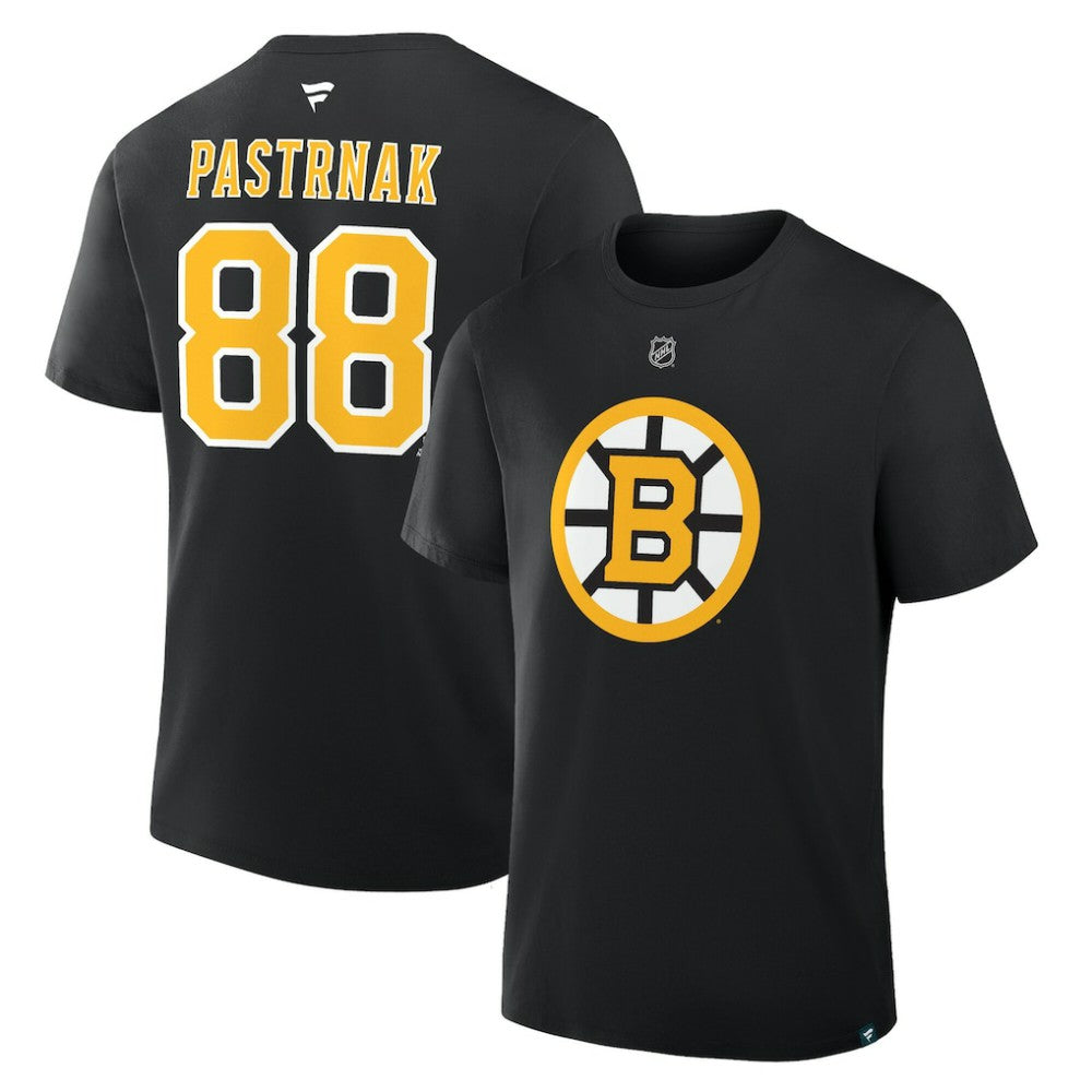 David Pastrnak Boston Bruins Fanatics Authentic Stack Name & Number T-Shirt - Black - NHL