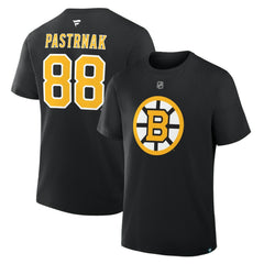 David Pastrnak Boston Bruins Fanatics Authentic Stack Name & Number T-Shirt - Black - NHL