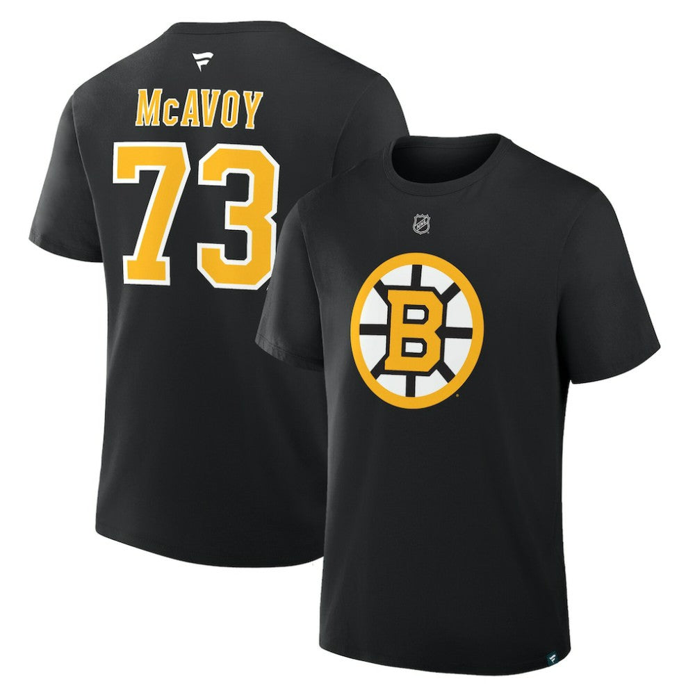 Charlie McAvoy Boston Bruins Fanatics Authentic Stack Name & Number T-Shirt - Black - NHL