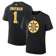Jeremy Swayman Boston Bruins Fanatics Authentic Stack Name & Number T-Shirt - Black - NHL