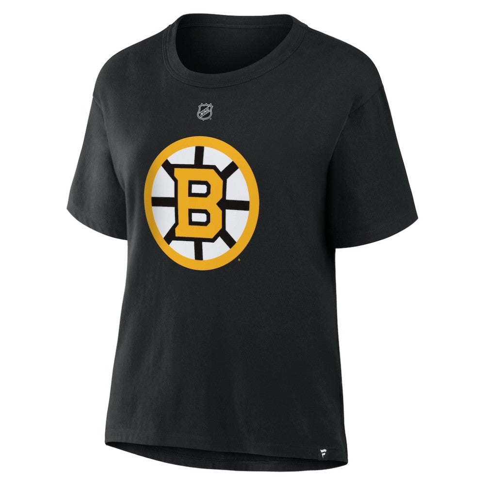 David Pastrnak Boston Bruins Fanatics Women's Authentic Stack Name & Number T-Shirt - Black - NHL