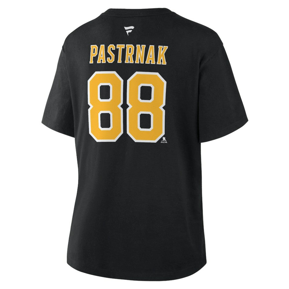 David Pastrnak Boston Bruins Fanatics Women's Authentic Stack Name & Number T-Shirt - Black - NHL