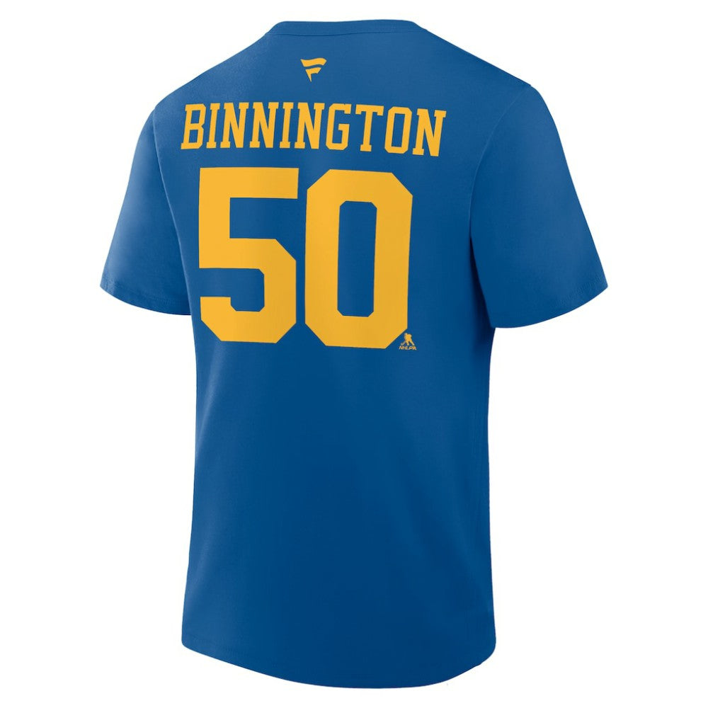Jordan Binnington St. Louis Blues Fanatics Authentic Stack Name & Number T-Shirt - Blue - NHL
