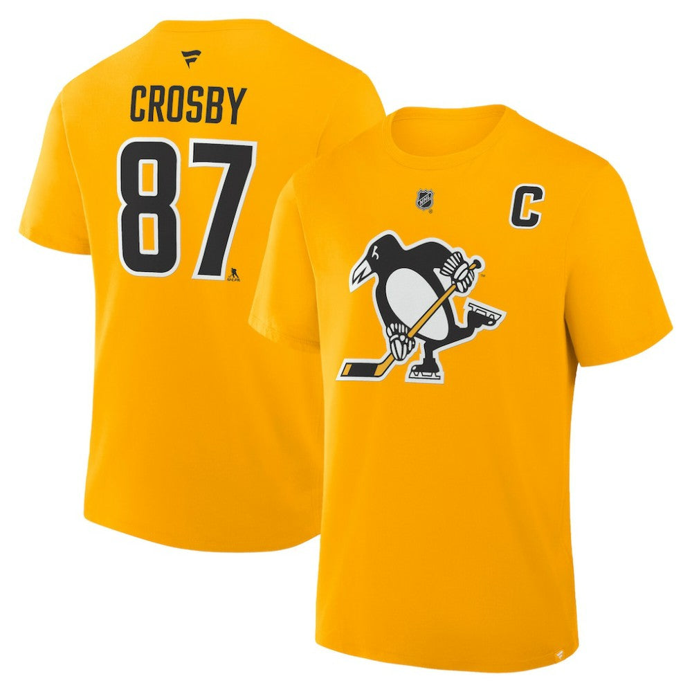 Sidney Crosby Pittsburgh Penguins Fanatics Authentic Stack Name & Number T-Shirt - Gold - NHL
