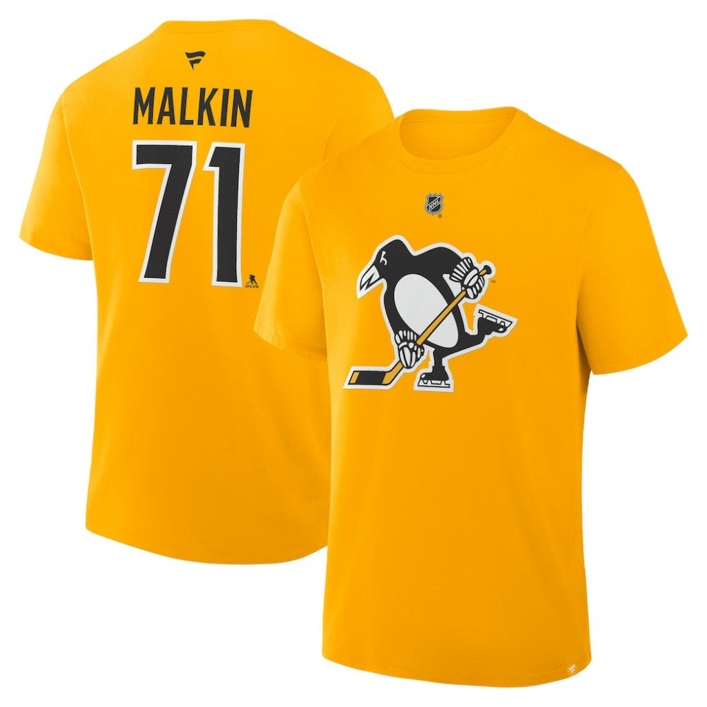 Evgeni Malkin Pittsburgh Penguins Fanatics Authentic Stack Name & Number T-Shirt - Gold - NHL
