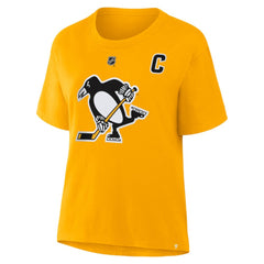 Sidney Crosby Pittsburgh Penguins Fanatics Women's Authentic Stack Name & Number T-Shirt - Gold - NHL