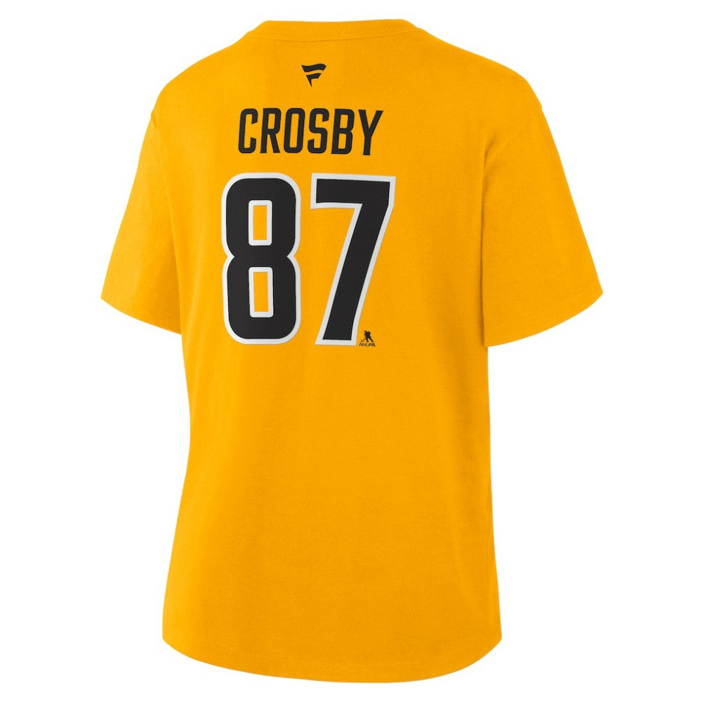 Sidney Crosby Pittsburgh Penguins Fanatics Women's Authentic Stack Name & Number T-Shirt - Gold - NHL
