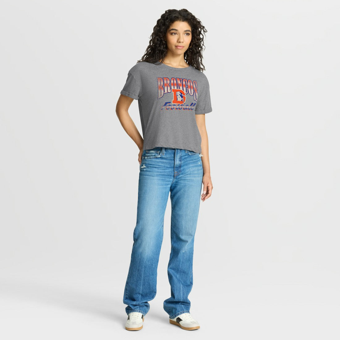 Denver Broncos Women's Overplayed Tribute Tri-Blend Boxy T-Shirt Heather Gray | Fanatics