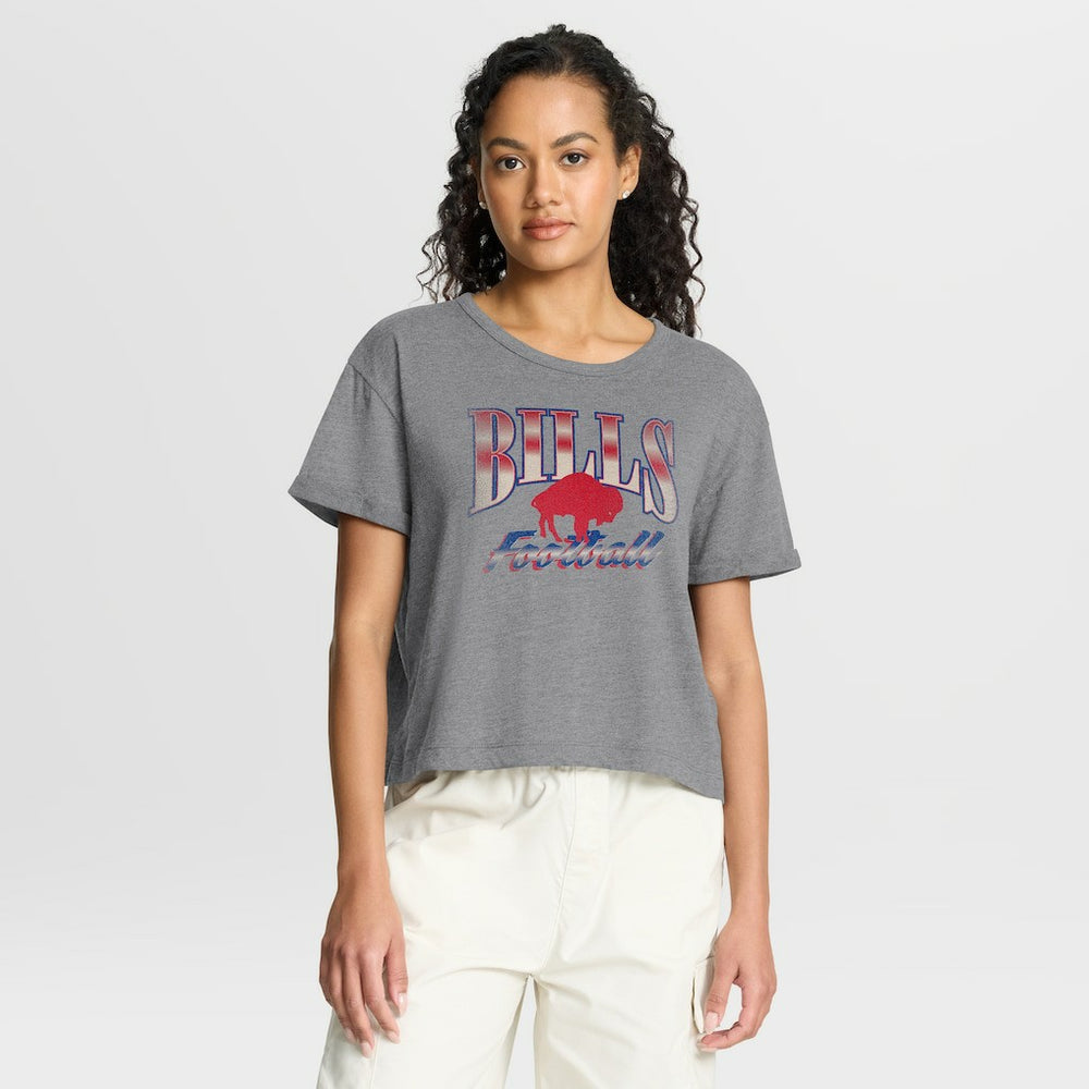 Buffalo Bills Women's Overplayed Tribute Tri-Blend Boxy T-Shirt Heather Gray | Fanatics