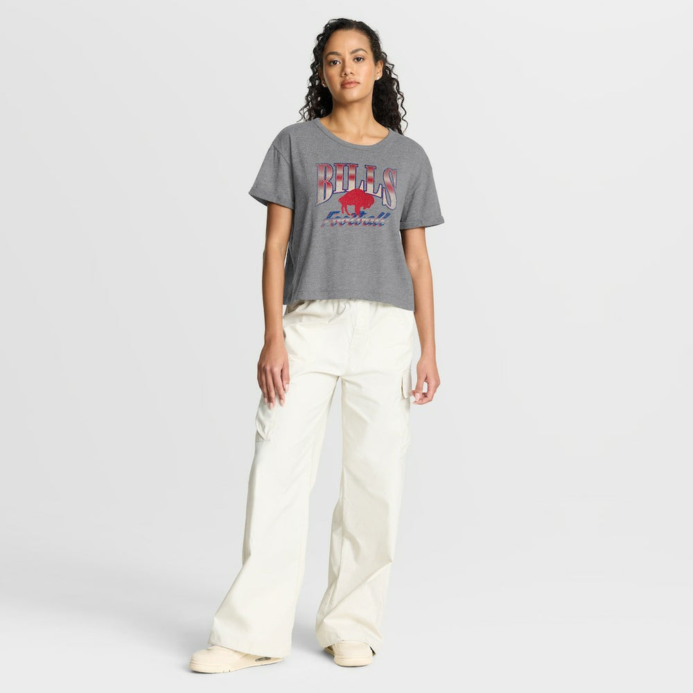 Buffalo Bills Women's Overplayed Tribute Tri-Blend Boxy T-Shirt Heather Gray | Fanatics