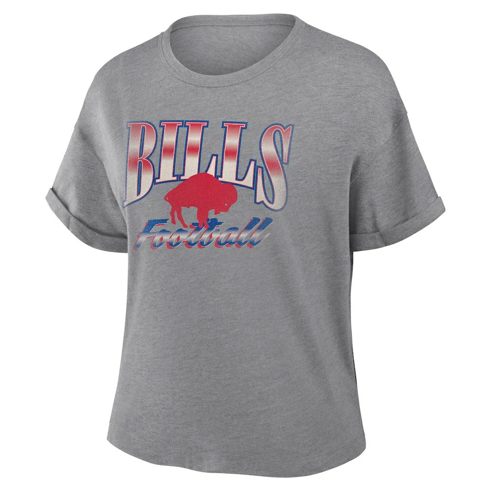 Buffalo Bills Women's Overplayed Tribute Tri-Blend Boxy T-Shirt Heather Gray | Fanatics