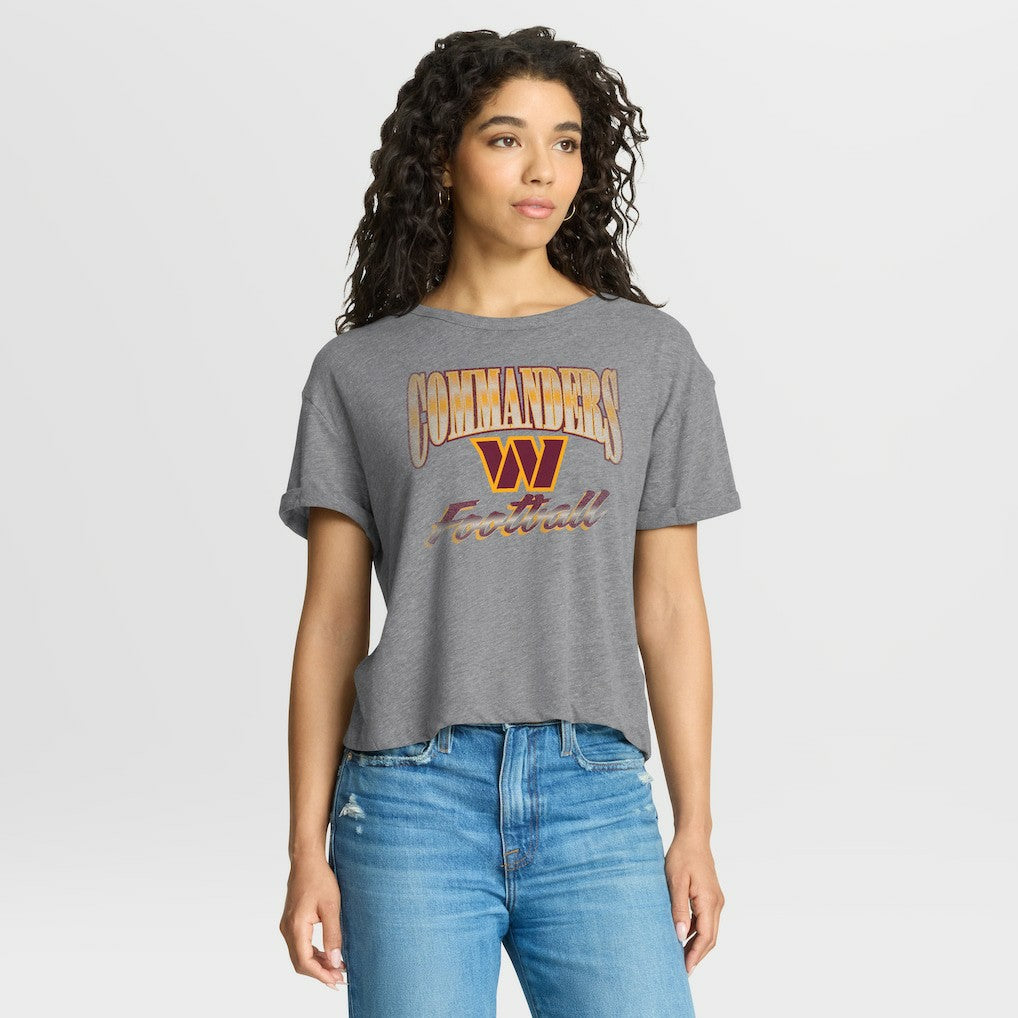 Washington Commanders Women's Overplayed Tribute Tri-Blend Boxy T-Shirt Heather Gray | Fanatics