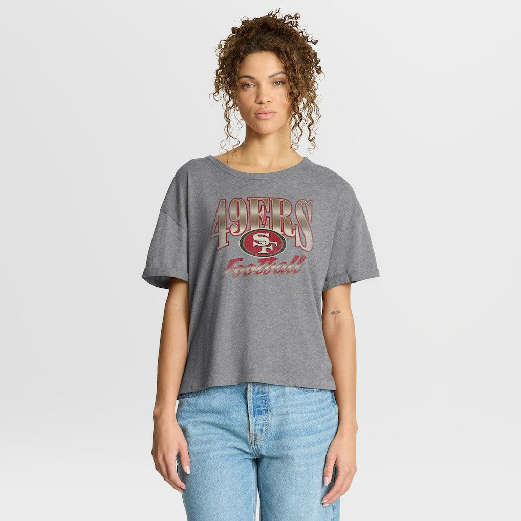 San Francisco 49ers Women's Overplayed Tribute Tri-Blend Boxy T-Shirt Heather Gray | Fanatics