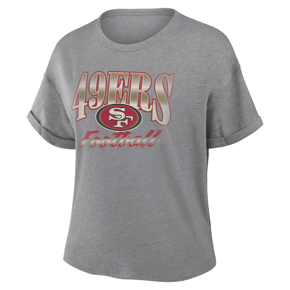 San Francisco 49ers Women's Overplayed Tribute Tri-Blend Boxy T-Shirt Heather Gray | Fanatics