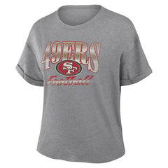 San Francisco 49ers Women's Overplayed Tribute Tri-Blend Boxy T-Shirt Heather Gray | Fanatics
