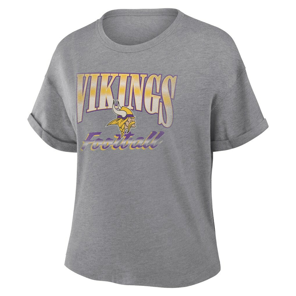 Minnesota Vikings Women's Overplayed Tribute Tri-Blend Boxy T-Shirt Heather Gray | Fanatics