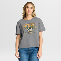 Green Bay Packers Women's Overplayed Tribute Tri-Blend Boxy T-Shirt Heather Gray | Fanatics