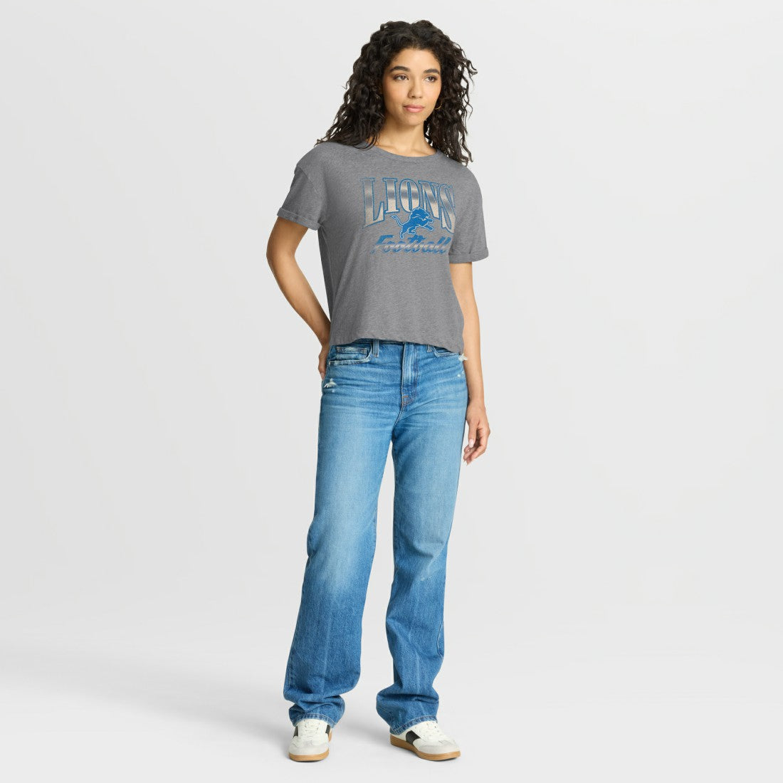 Detroit Lions Women's Overplayed Tribute Tri-Blend Boxy T-Shirt Heather Gray | Fanatics