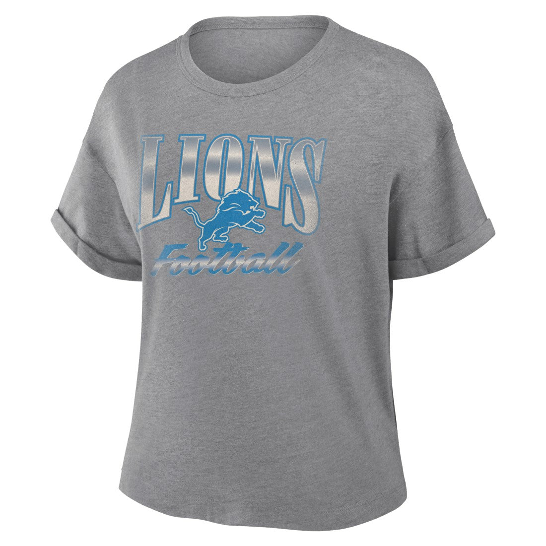 Detroit Lions Women's Overplayed Tribute Tri-Blend Boxy T-Shirt Heather Gray | Fanatics