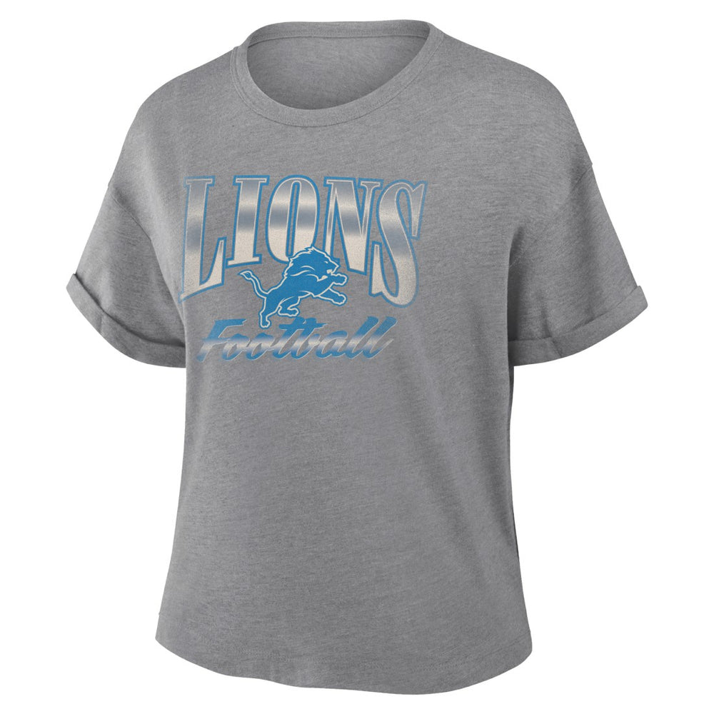 Detroit Lions Women's Overplayed Tribute Tri-Blend Boxy T-Shirt Heather Gray | Fanatics