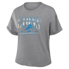Detroit Lions Women's Overplayed Tribute Tri-Blend Boxy T-Shirt Heather Gray | Fanatics