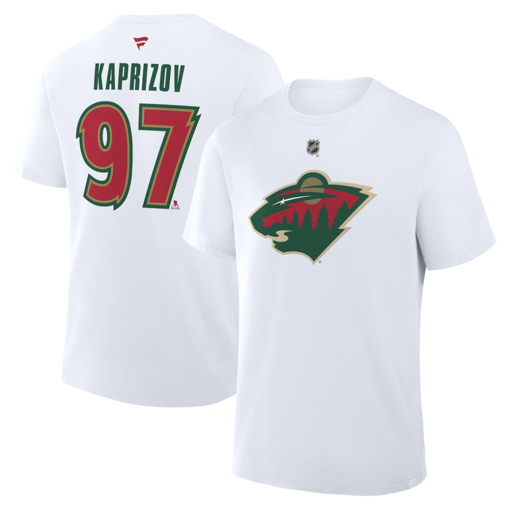 Kirill Kaprizov Minnesota Wild Fanatics Authentic Stack Name & Number T-Shirt - White - NHL