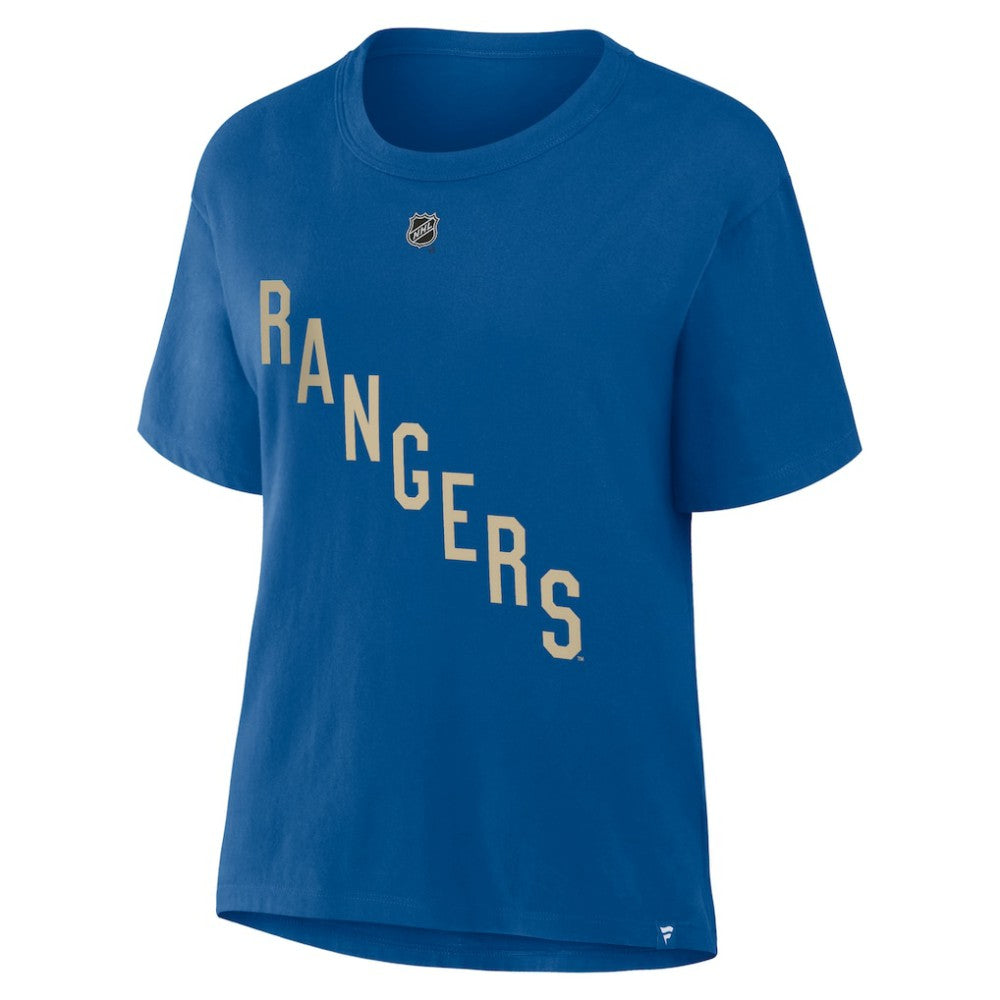 Mika Zibanejad New York Rangers Fanatics Women's Authentic Stack Name & Number T-Shirt - Blue - NHL
