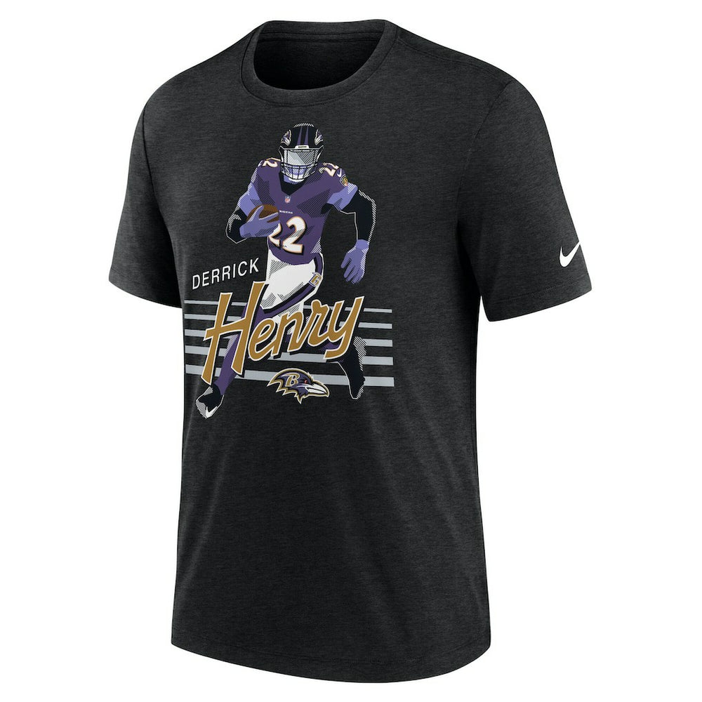 Derrick Henry Baltimore Ravens Player Graphic T-Shirt Heather Black | Nike for Sale