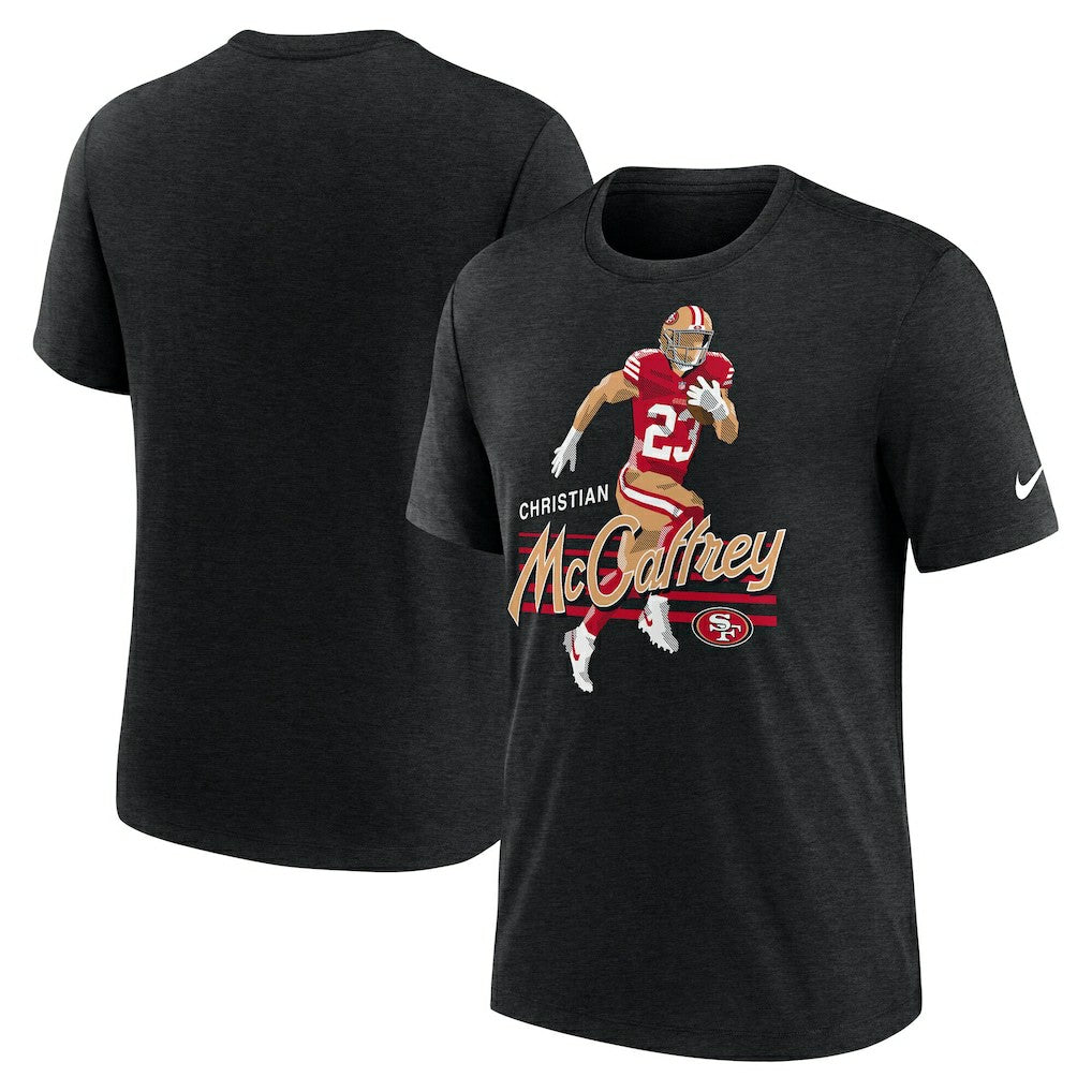 Christian McCaffrey San Francisco 49ers Player Graphic T-Shirt Heather Black | Nike for Sale