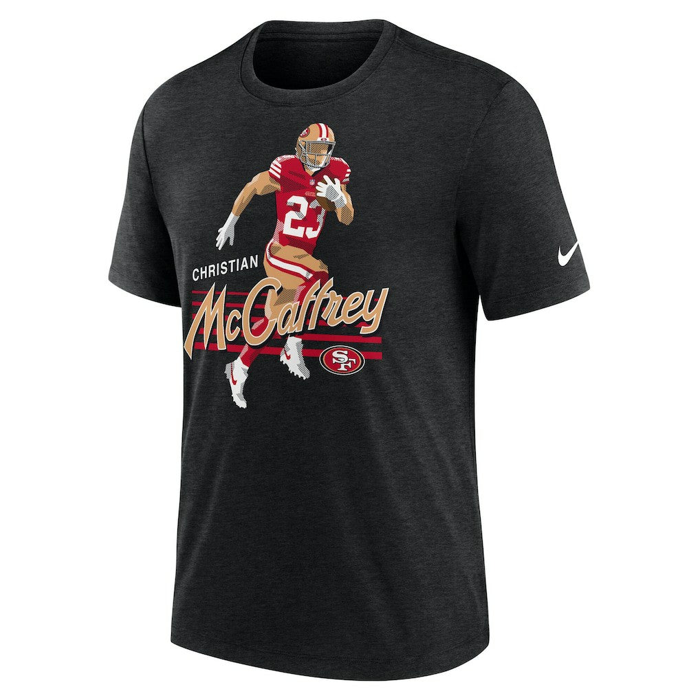 Christian McCaffrey San Francisco 49ers Player Graphic T-Shirt Heather Black | Nike for Sale