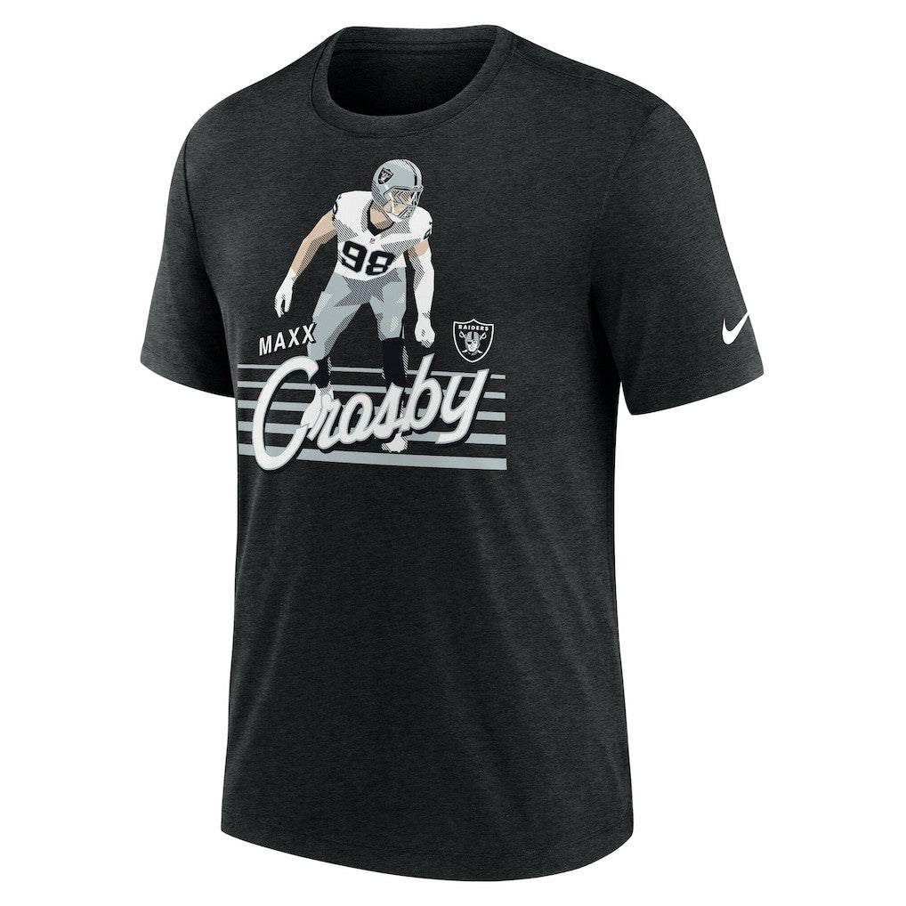 Maxx Crosby Las Vegas Raiders Player Graphic T-Shirt Heather Black | Nike for Sale