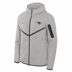 New England Patriots Tech Fleece Raglan Full-Zip Windrunner Hoodie Heather Gray | Nike for Sale