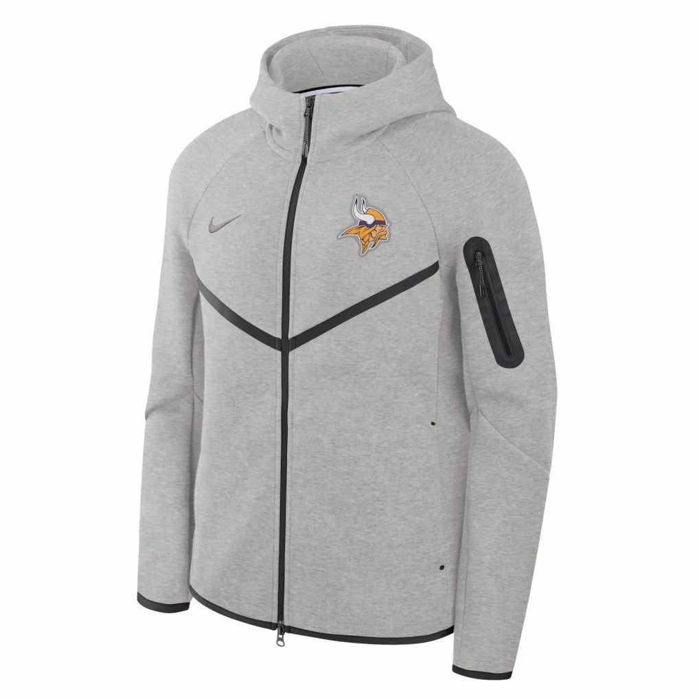 Minnesota Vikings Tech Fleece Raglan Full-Zip Windrunner Hoodie Heather Gray | Nike for Sale