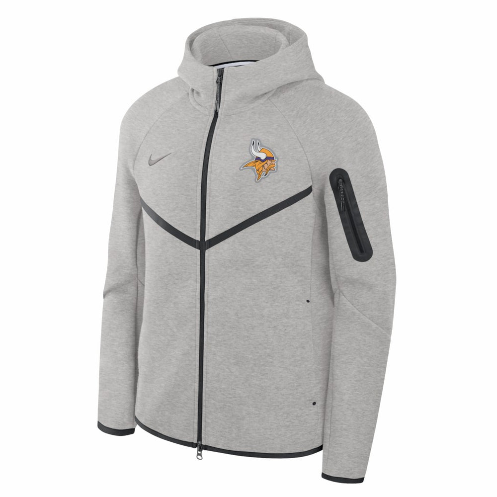 Minnesota Vikings Tech Fleece Raglan Full-Zip Windrunner Hoodie Heather Gray | Nike for Sale
