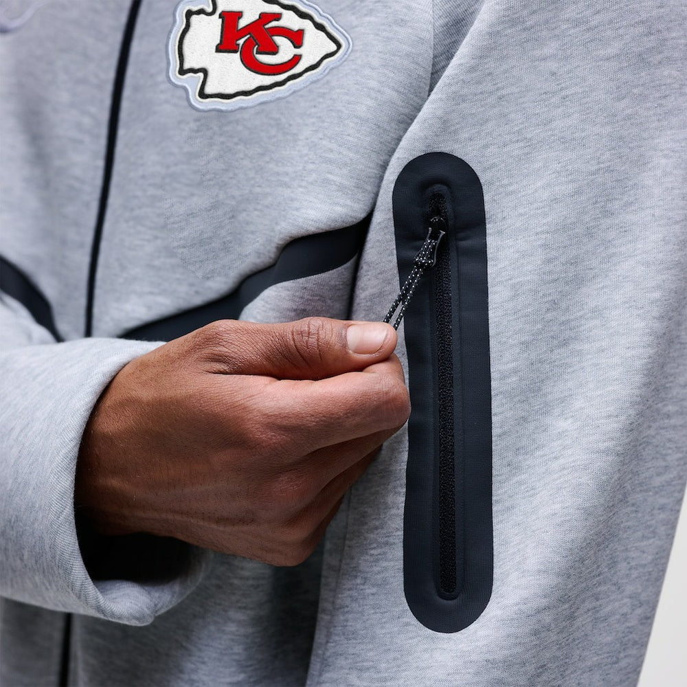 Kansas City Chiefs Tech Fleece Raglan Full-Zip Windrunner Hoodie Heather Gray | Nike for Sale