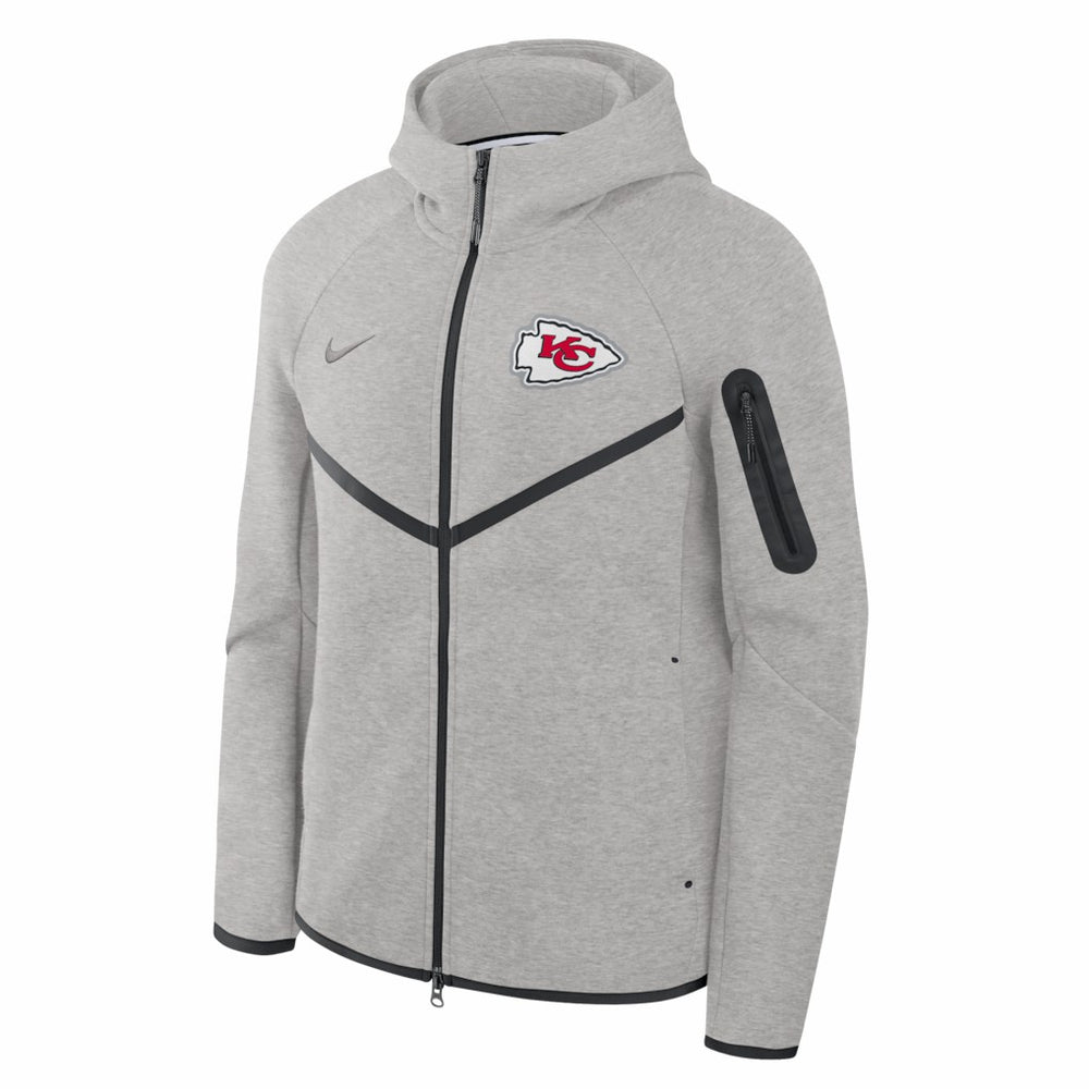Kansas City Chiefs Tech Fleece Raglan Full-Zip Windrunner Hoodie Heather Gray | Nike for Sale