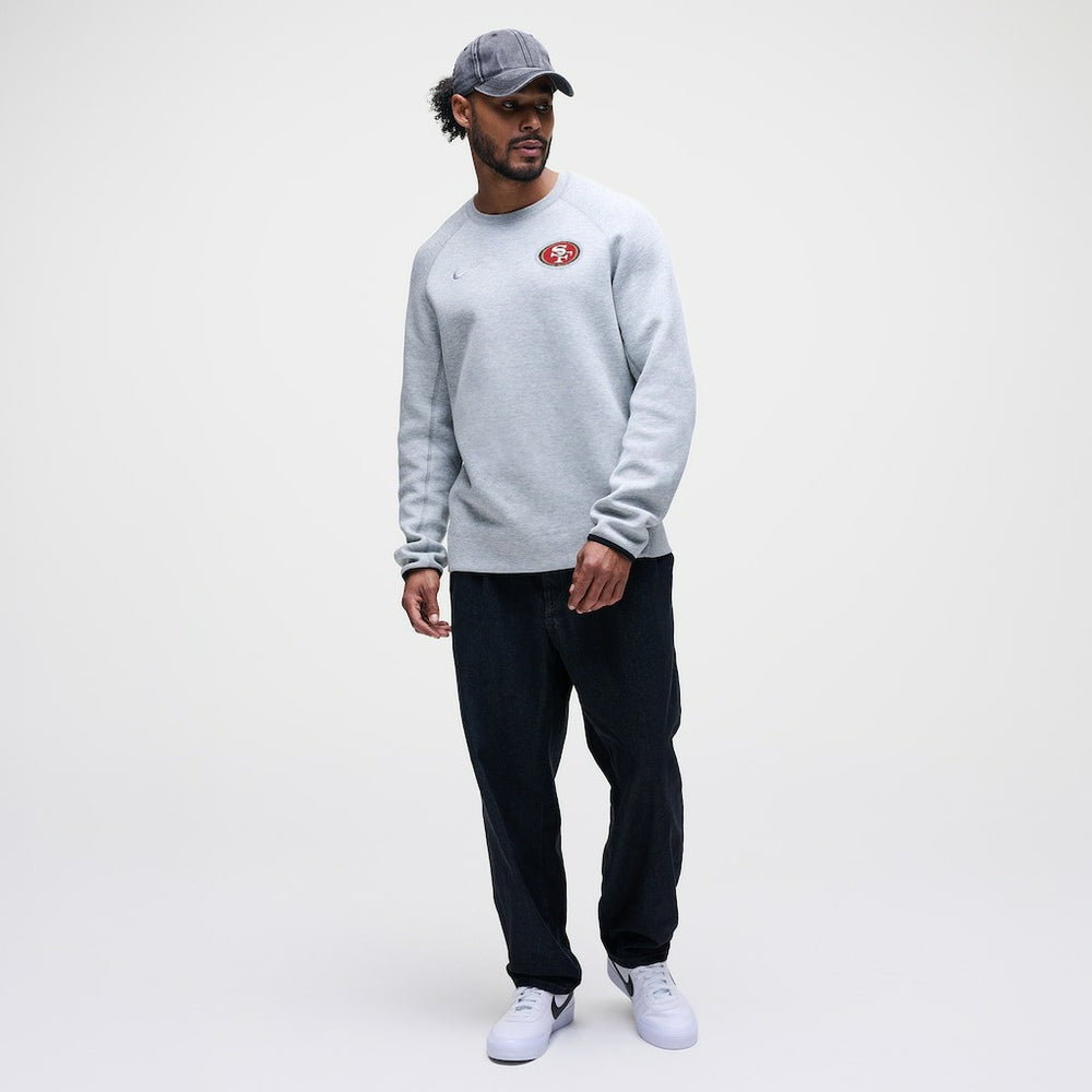 San Francisco 49ers Tech Fleece Raglan Sweatshirt Heather Gray | Nike for Sale