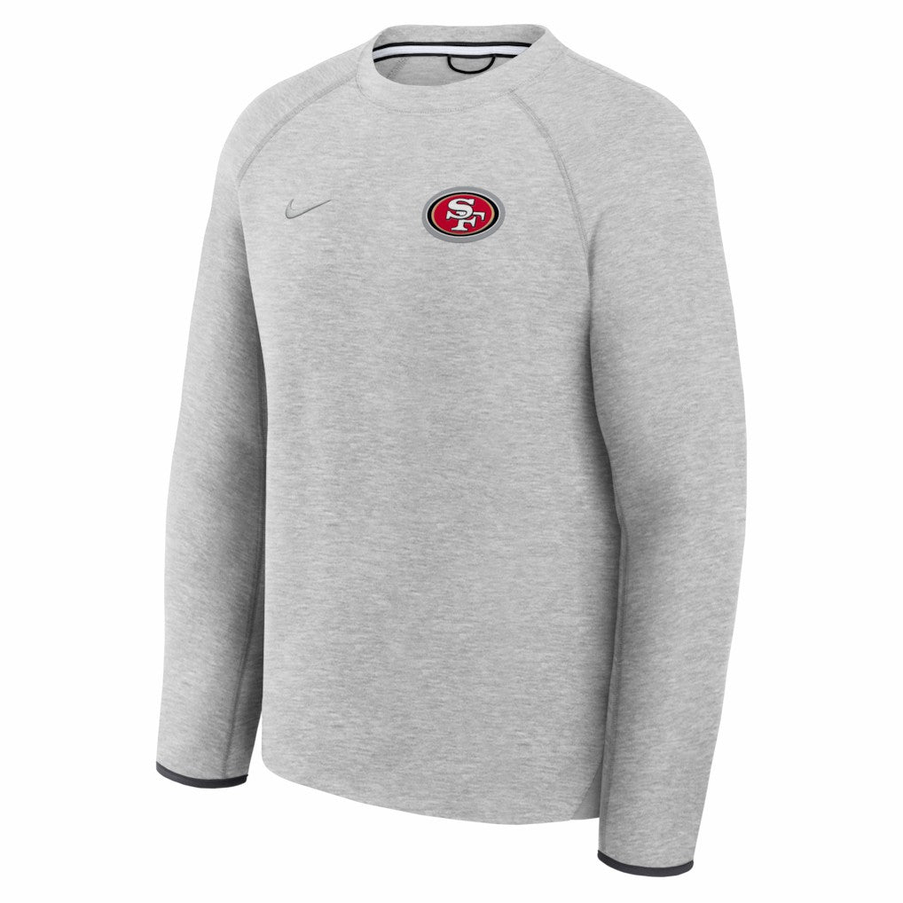 San Francisco 49ers Tech Fleece Raglan Sweatshirt Heather Gray | Nike for Sale