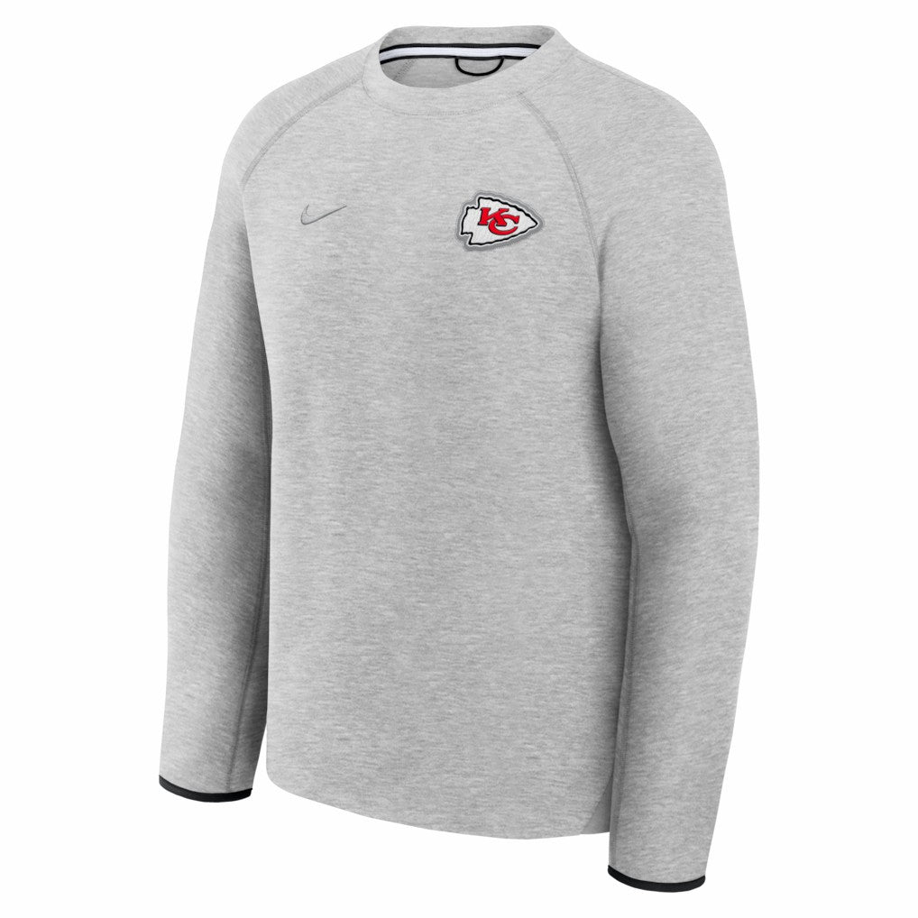 Kansas City Chiefs Tech Fleece Raglan Sweatshirt Heather Gray | Nike for Sale