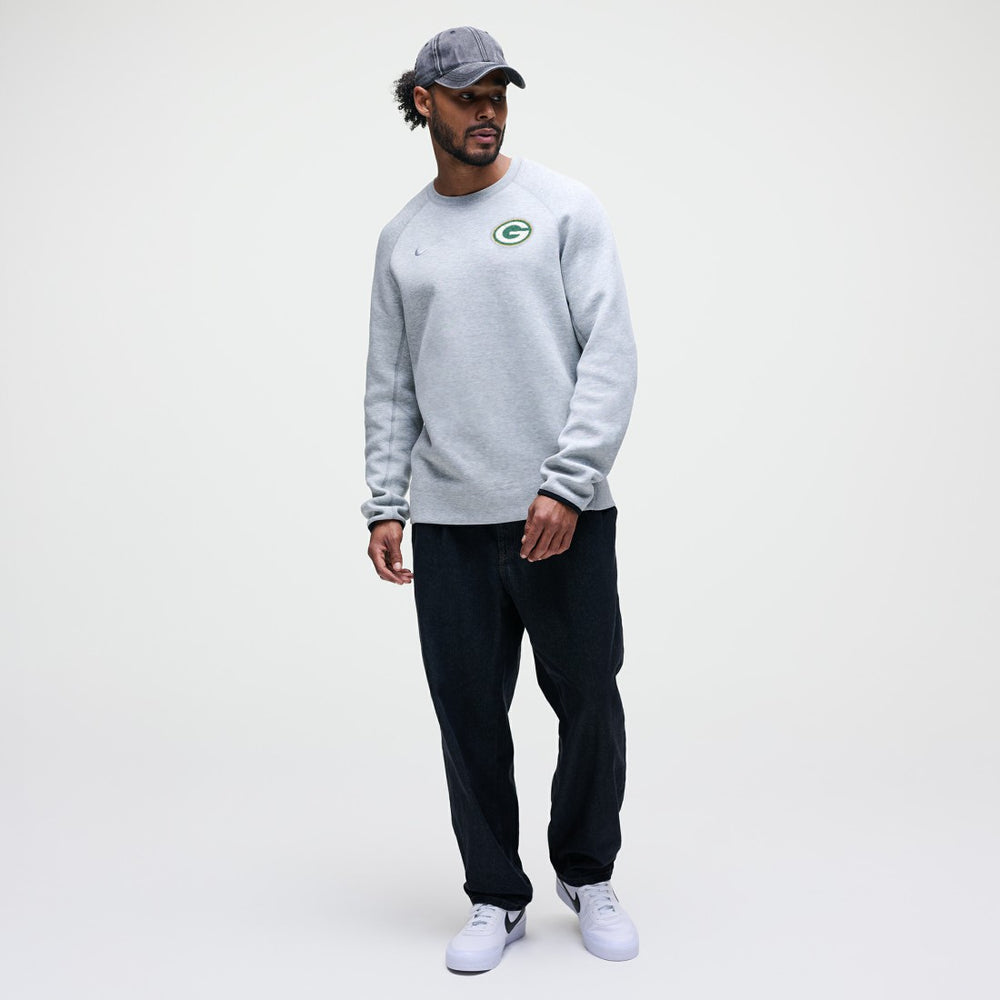 Green Bay Packers Tech Fleece Raglan Sweatshirt Heather Gray | Nike for Sale