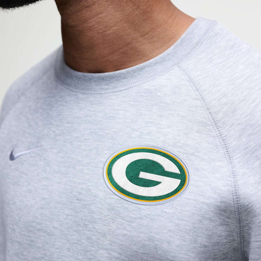 Green Bay Packers Tech Fleece Raglan Sweatshirt Heather Gray | Nike for Sale