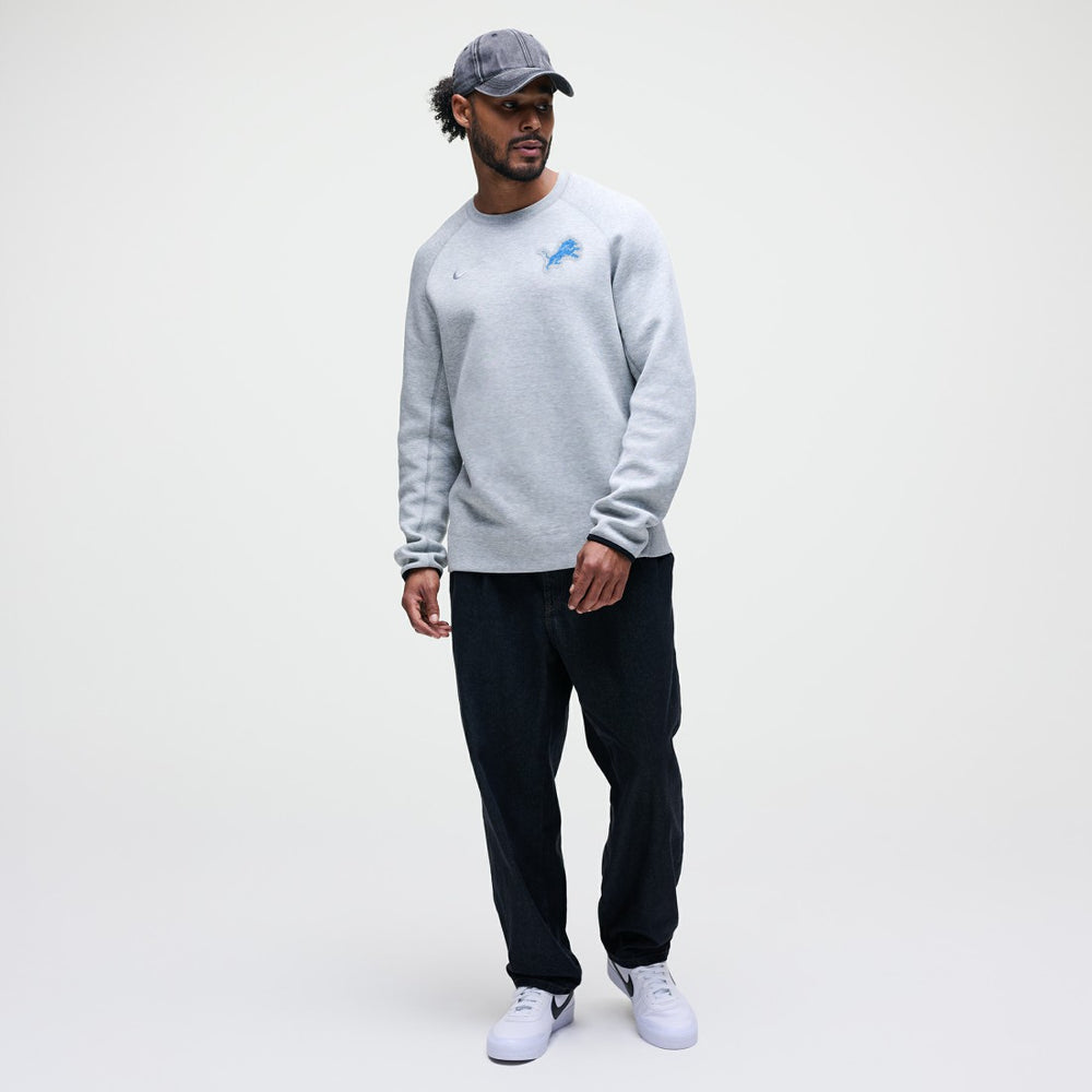 Detroit Lions Tech Fleece Raglan Sweatshirt Heather Gray | Nike for Sale
