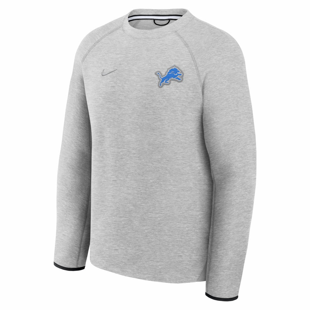 Detroit Lions Tech Fleece Raglan Sweatshirt Heather Gray | Nike for Sale