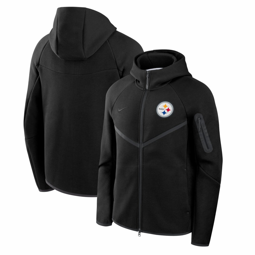 Pittsburgh Steelers Tech Fleece Raglan Full-Zip Windrunner Hoodie Black | Nike for Sale