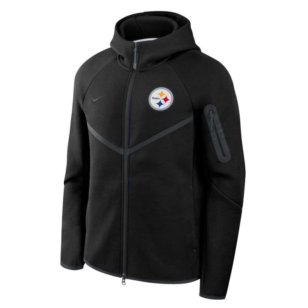 Pittsburgh Steelers Tech Fleece Raglan Full-Zip Windrunner Hoodie Black | Nike for Sale