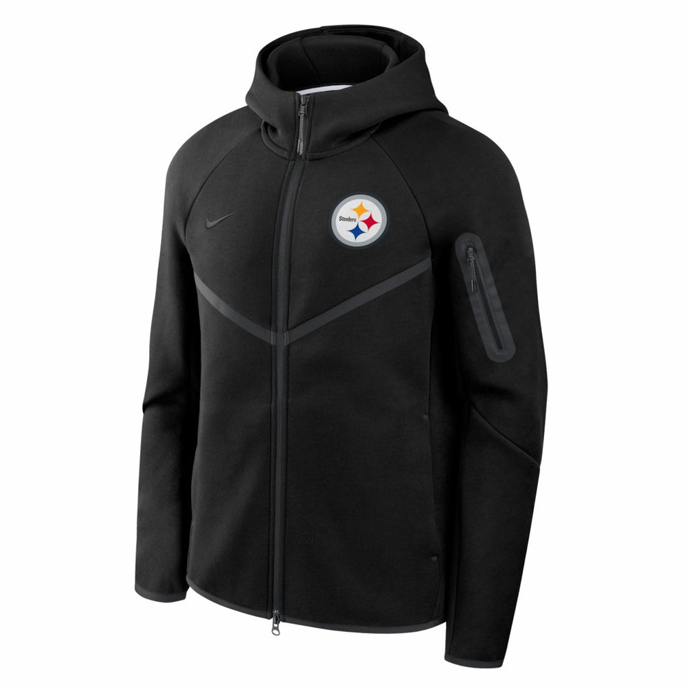 Pittsburgh Steelers Tech Fleece Raglan Full-Zip Windrunner Hoodie Black | Nike for Sale