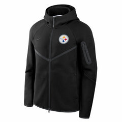 Pittsburgh Steelers Tech Fleece Raglan Full-Zip Windrunner Hoodie Black | Nike for Sale