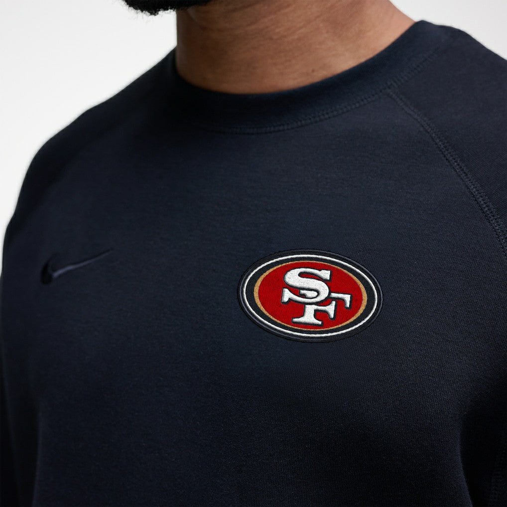 San Francisco 49ers Tech Fleece Raglan Sweatshirt Black | Nike for Sale